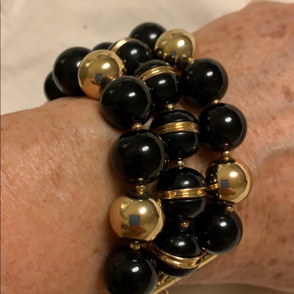 NWOT 3 strand chunky  bracelet BLACk/GOLD OS